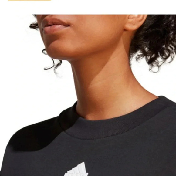adidas Women's L Large Future Icons 3-Stripes Crew Sweatshirt Black White NWT - Picture 12 of 15